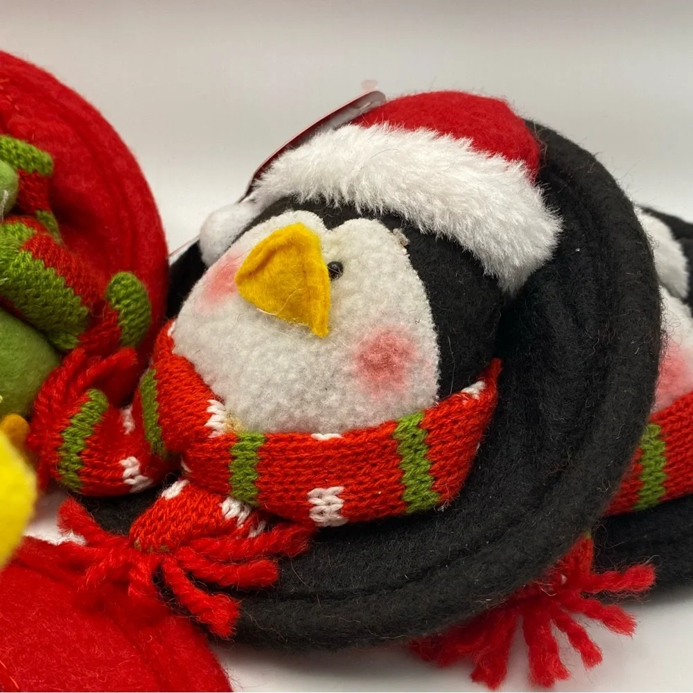 Pier 1 Holiday Stemware Coasters Set Of 6 (4 Owls & 2 Penguin) Felt Winter NEW